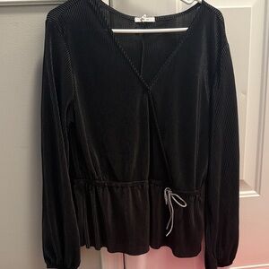 Maurices Black Textured V-Neck Blouse